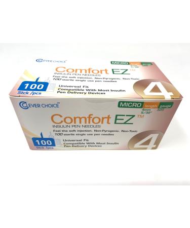 Comfort EZ Insulin Pen Needles  32G 4mm - 100 per Box