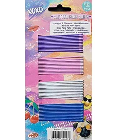 48 Glitter Hair Grips Pink Purple Blue and Silver Bobby Pins - Buy Online on GoSupps.com