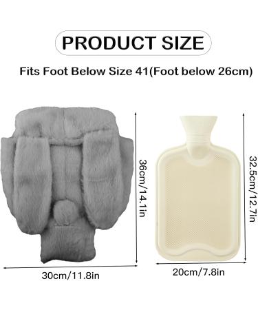 Electricity-Free Foot Warmer - 2L Heat Bottle with Rabbit Ear Design | Soft Multifunctional Foot Heating Pad for Adults | Perfect Winter Gift (Gray) - Buy Online on GoSupps.com