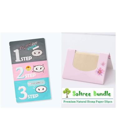 10 Set SoltreeBundle Pig Nose Clear Blackhead 3-Step Kit with Oil Blotting Paper - Korean Skincare - Buy Online on GoSupps.com