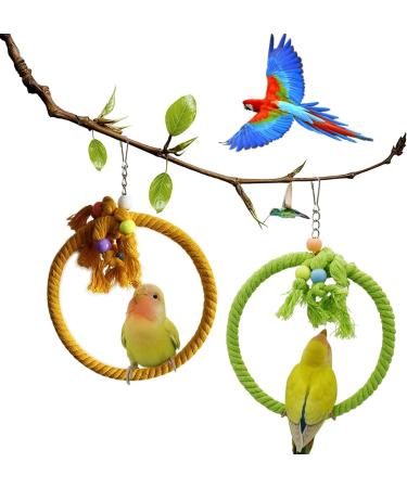 2 PCS Kuivoo Bird Swing Cotton Rope Ring Bird Parrot Perches for Cage Cage Hanging Bite Resistance Toys Bird Stand Soft Ring Bed for Budgie Cockatiel Canary Parakeet Love-bird Conures Medium - Buy Online on GoSupps.com