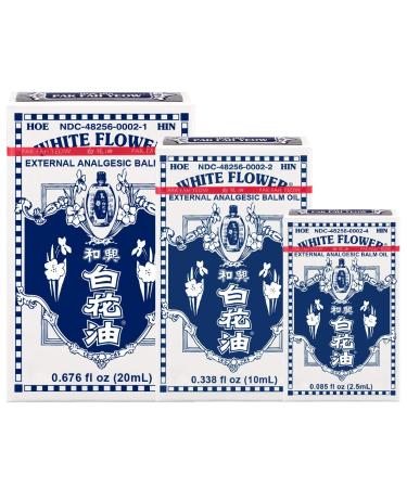 White Flower External Analgesic Balm Oil Combo(20ml+10ml+2.5ml) Muscle Joints Topical Arthritis Pain Relief Eucalyptus Levander Peppermint Massage Oil Authentic US Import(3 Pack)