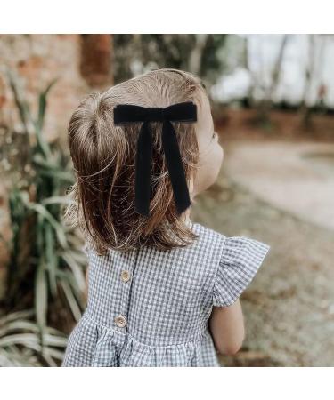2Pcs Velvet Hair Bows Black Bow Hair Clips with Long Ribbon - Vintage Hair Accessories for Girls and Women - Buy Online on GoSupps.com