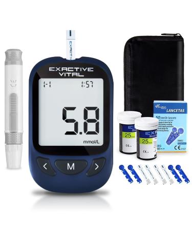 EXACTIVE VITAL Blood Sugar Monitor Blood Glucose Tester Kits with 50 Test Strips and 50 Lancets -in mmol/L EXACTIVE VITAL-25 - Buy Online on GoSupps.com