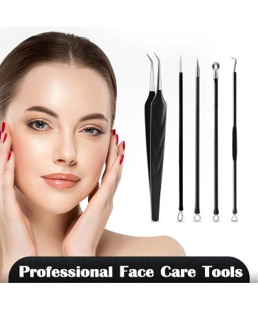 FVION Blackhead and Acne Extractor Kit Professional Pimple Popper Tool Kit Acne Tweezers and Blackhead Remover Tools for Face 5 PCS Extractor Pimple Popping Tools - Green - Buy Online on GoSupps.com