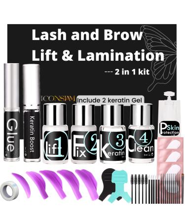 Eyelash Lift and Eyebrow Lamination 2 in 1 Kit Easy DIY 5 Minutes Curl Eyelash Lift Long-Lasting a Month Professional Make Lash and Brow More Volume 6 Weeks 1A-lift Kit