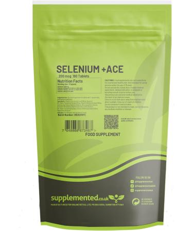 Selenium 200mcg & ACE RDA 180 Tablets - UK Made | Pharmaceutical Grade - Buy Online on GoSupps.com