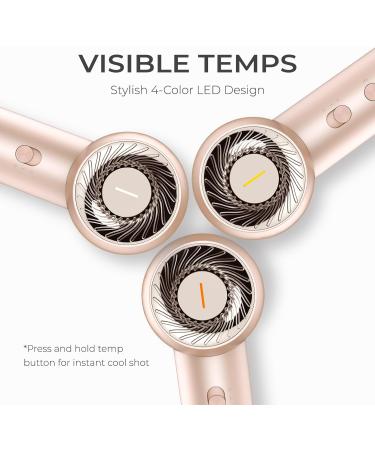 TYMO Ionic Hair Dryer - Fast Drying Low Noise Lightweight Professional Blow Dryer with 300M Negative Ions Perfect for Women - Gold Blush - Buy Online on GoSupps.com
