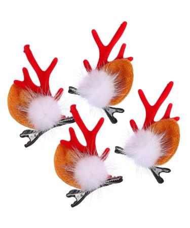 Beavorty 2 Pairs Christmas Hair Clips Deer Antlers Hair Girls Christmas Barrette Deer Horn and Ears Hair Pins Billed Hair Clips Deer Horn Clips Iron Animal Three-dimensional