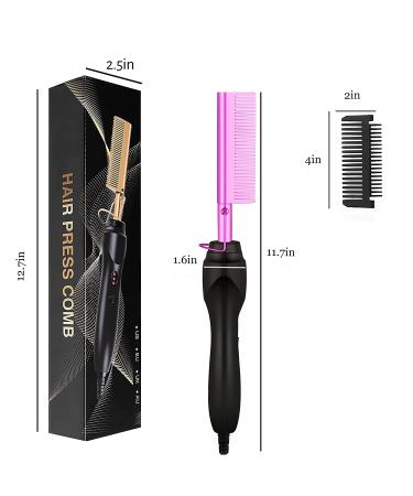 Hot Comb Hair Straightener - Portable Electric Heating Comb for Travel - Anti-Scald Beard & Hair Straightening Press Comb - Ceramic Curling Iron for Wet & Dry Hair - Purple - Buy Online on GoSupps.com