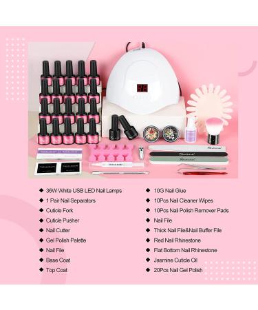 Gel Nail Polish Kit with UV Light - 7ml Gel Polish Set with Base Coat, Top Coat & Manicure Tools - Nail Lamp Included - Perfect Gift for Women - Buy Online on GoSupps.com