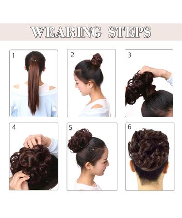 Silk-Co Hair Part with Rubber Band | Wavy Soft Dutt & Thickening Hair Extensions - Medium Brown & Bleach | 45g Messy Bun Updos - Buy Online on GoSupps.com