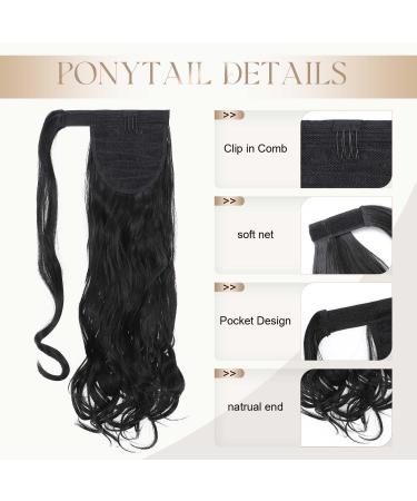Natural Wavy Hair Clip-In Ponytail Extension - 60cm Dark Black - S-noilite - Buy Online on GoSupps.com