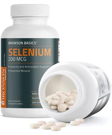 Bronson Selenium 200 mcg - Immune & Antioxidant Support - 250 Vegetarian Tablets - Buy Online on GoSupps.com