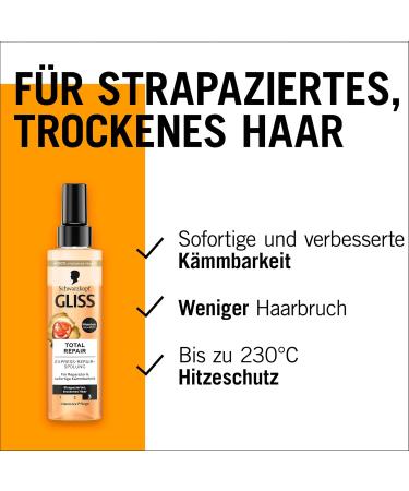 Gliss Express Total Repair Conditioner (200 ml) for immediate detangling and protection against hair breakage conditioner with thermal protection up to 230 C - Buy Online on GoSupps.com