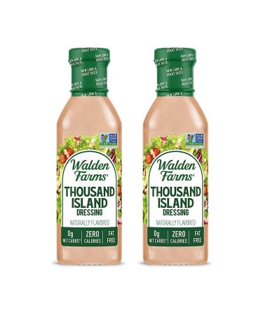 Walden Farms Thousand Island Dressing 12 oz. Bottle Fresh and Delicious Salad Topping Non-GMO Sugar Free 0g Net Carbs Condiment Smooth and Creamy 2 Pack