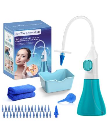 Ear Wax Removal Tool Manual Ear Irrigation Flushing System Ear Cleaning Washer Kit Safe and Effective Ear Cleaner for Adults & Kids Turquoise
