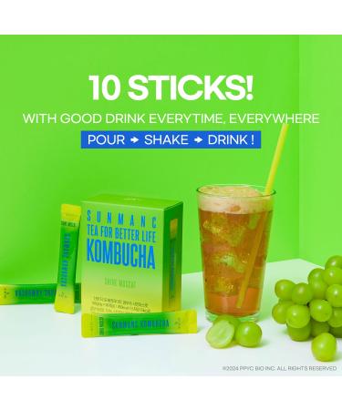 Buy SUNMANC Kombucha Powder (Shine Muscat) - 10 Packets Low Calorie Probiotic Drink Mix Sugar-Free Sparkling Tea Powder for International Shipping - Buy Online on GoSupps.com