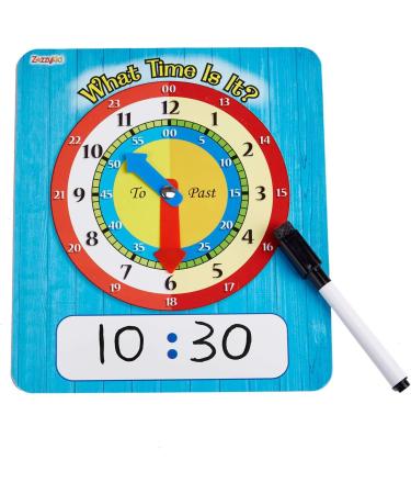 ZazzyKid Clock Learning Set for Kids - 5 Clocks & Erasable Markers | Teach Time Easily! - Buy Online on GoSupps.com
