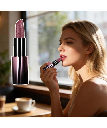  Flkiglm Long-Lasting Waterproof Glitter Lipstick High-Pigment Moisturizing Lip Gloss Smudge-Proof Metallic Shimmer Lipstick | For Women Moms Wives Lovers Evening Wear Weddings - Buy Online on GoSupps.com
