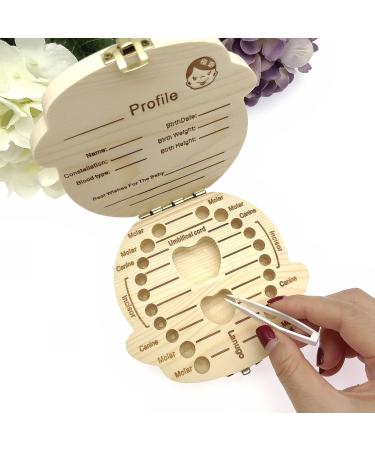 JZK Wooden Baby Milk Teeth Keepsake Box - Perfect Gift for Girls | Baby Tooth Holder for 4-12 Years | Ideal Birthday or Christening Present - Buy Online on GoSupps.com