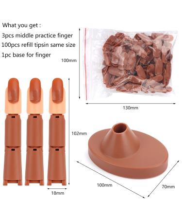 Flexible Nail Practice Fingers for Acrylic Nails - 3 PCS Set with Base Stand and 100 Refill Nail Tips - Buy Online on GoSupps.com