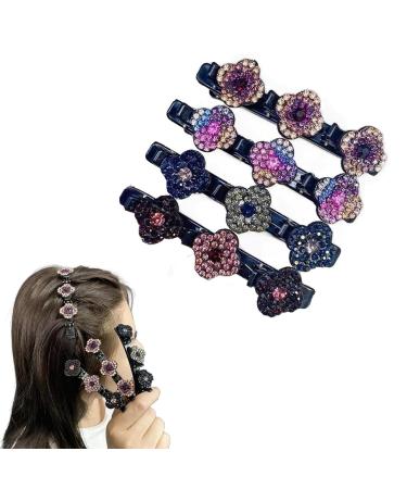 Sparkling Crystal Stone Braided Hair Clips Braided Hair Clips Easily Rhinestone Braided Hair Clips with For Women and Girls 4pcs a