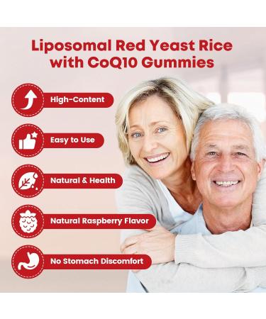 Red Yeast Rice with Coq10 Gummies Red Yeast Rice 2400 mg with CoQ10 200 mg for Cholesterol Support Heart Health Supplement Sugar Free Non-GMO Vegan 120 Counts - Buy Online on GoSupps.com