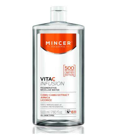 Mincer pharmaceutical vita c infusion of regenerating micellar water make-up remover for all skin types with Camu-Camu extract arnica and licorice 500 ml
