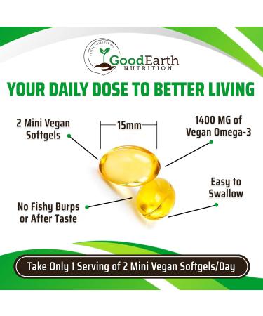 Algal Oil - Vegan DHA Omega 3 Fish Oil Supplements - Brain Booster Supplement & Prenatal Vitamin -Provides Healthy Heart & Immune Support - Burpless Algae Supplement - 60 Mini Fish Softgels - Buy Online on GoSupps.com