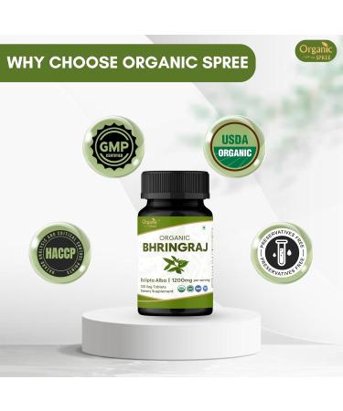ORGANIC SPREE Bhringraj 120 Tablets | Eclipta Alba (Bhringraj) | USDA Organic Certified | Ayurvedic Hair Care* | Organic and Natural 120tab - Pack of 2 - Buy Online on GoSupps.com