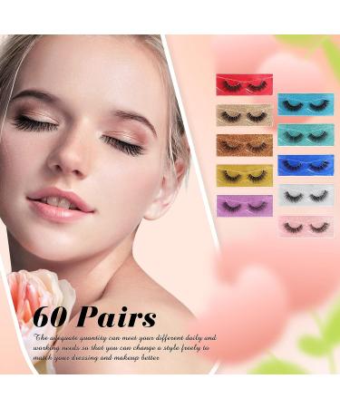 60 Pairs Bulk False Eyelashes: 10 Styles Mink Wispy Natural Volume 3D Fluffy Faux Mink Extensions | Portable Boxes for Women Girls - Buy Online on GoSupps.com