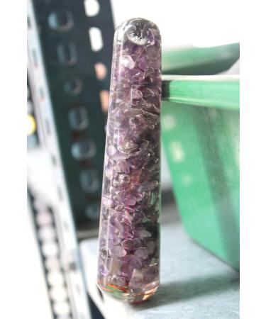 Buy Jet Energized Amethyst Orgone Massage Wand | Copper Reiki Healing Stick | Sacred Geometry Orgonite for Energy & Wellness - Buy Online on GoSupps.com