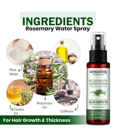 Rosemary Water for Hair Growth Spray - 100% Natural Hydrosol with Peppermint Oil & Caffeine for Stronger Thicker Hair | International Shipping Available - Buy Online on GoSupps.com