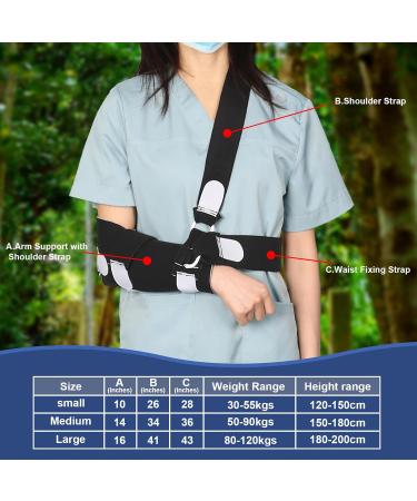 Adjustable Arm Sling for Shoulder Injury with Waist Belt - Left or Right Arm (Large) | International Shipping Available - Buy Online on GoSupps.com