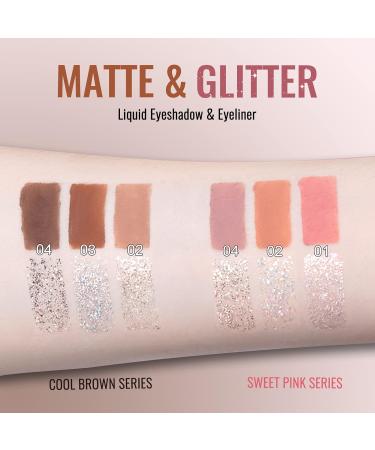 Erinde 3PCS Liquid Glitter Matte Eyeshadow & Eyeliner Set | Korean Shimmer & Matte Cream Eyeshadow | Christmas Eye Makeup | Long Lasting Formula - #02 - Buy Online on GoSupps.com