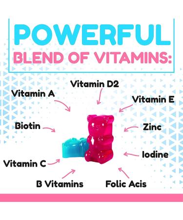 Hair Growth Vitamins with Biotin 5000mcg, Folic Acid, Vitamin A & D - Hair, Skin and Nails Gummies for Women and Men - Non-GMO Vegan Bears - 1 Pack - Buy Online on GoSupps.com