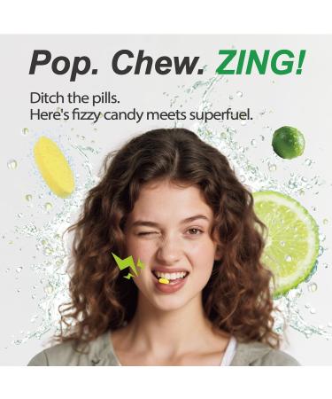 Pentavite B-ZING Daily Energy Supplements 9-in-1 Fizzy Lime Chew Vitamin B Complex (8 B Vitamins) with Taurine Support Energy Skin & Hair and Beauty Supplements for Women & Men 90 Ct - Buy Online on GoSupps.com