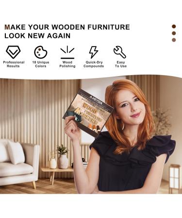 Furniture Markers Touch Up Kit - 18 Colors Wood Scratch Repair & Beeswax Polish for Floors Tables & Cabinets - Buy Online on GoSupps.com