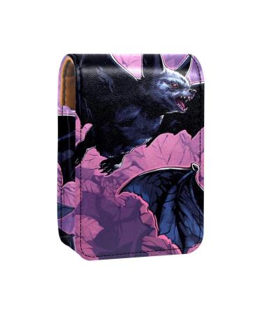 Travel Lipstick Organizer Case Lipstick Case Portable Makeup Bag With Mirror Animal Art Bat Illustration E855h4uzfd