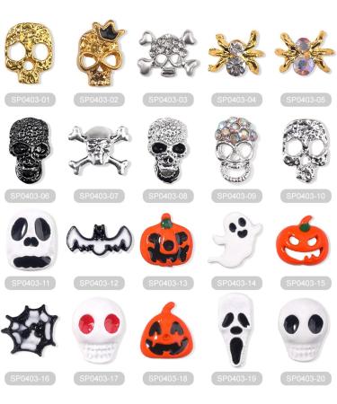 100pcs/set 3D Halloween Nail Art Skeleton Nail Alloy Nail Decoration Vintage Skeleton Nail Art Jewelry Halloween Nail Art Jewelry - Buy Online on GoSupps.com