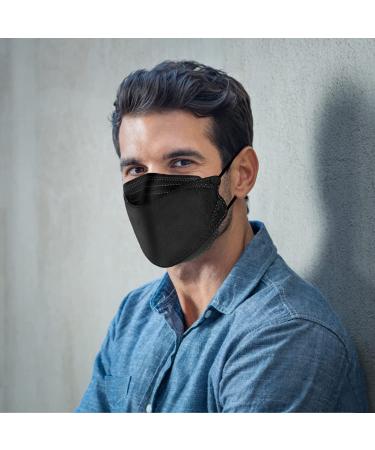 MC-A 55 Pack KF94 Black Face Masks - 4 Ply Disposable Individually Packaged Fish Mouth Type for Adults - Buy Online on GoSupps.com