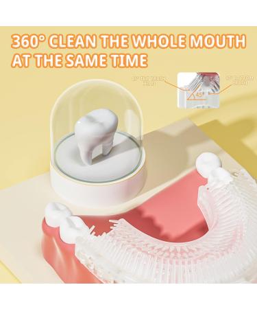 ELOTAME Kids U-Shaped Electric Toothbrush with 4 Cartoon Heads | Sonic Toothbrush for Age 8-15 | Toddler Toothbrush with Travel Case - Yellow Smiley Face - Buy Online on GoSupps.com