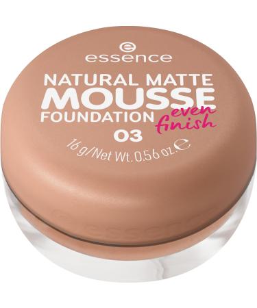 Essence Natural Matte Mousse Foundation No. 03 Nude matt covering expression result matt vegan oil -free without perfume without alcohol 1 Pack (15g) 03 neutral honey