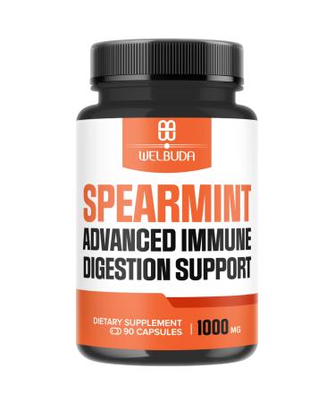 1000mg Spearmint Capsules with Elderberry Echinacea Berberine HCI & More - Support Digestive Relaxation Mood Respiratory Function & Immune System - 90 Veggie Capsules 90 Count (Pack of 1)
