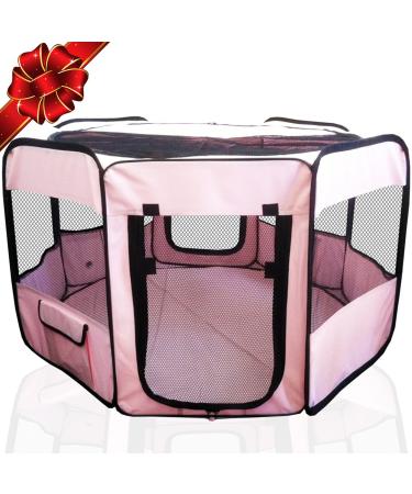 Portable Pet Playpen 45*45*22" Premium Large Size Puppy Kennel - Best for Small and Medium Size Dogs and Cats - Simple Folding Design for Easy Storage Pink