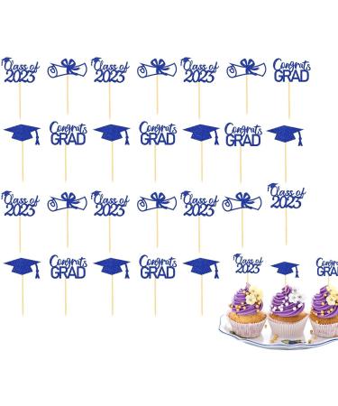 Rianpesn Class of 2023 Cupcake Toppers | Graduation Cupcake Toppers Class of 2023 Graduation Cupcake Toppers Diploma Grad Caps Cake Toppers Picks for Graduation Blue - Buy Online on GoSupps.com