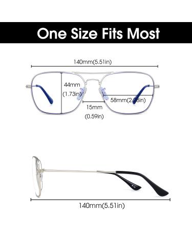JM Aviator Computer Blue Light Blocking Glasses  Square Eye Protect Video Eyeglasses Anti Glare Men Women Silver Frame Black Temple Tips - Buy Online on GoSupps.com