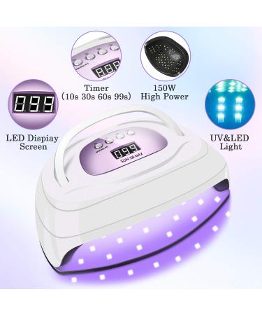 150W UV LED Nail Lamp for Gel Polish - Fast Curing Light with 57 Beads, Auto Sensor, Portable Handle - Professional Salon Accessories (Purple) - Buy Online on GoSupps.com