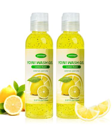 Yoni Wash Set of 2 Natural Feminine Wash for Women Ph Balance Organic Yoni Body Wash Vaginal Wash for Intimate Deodorant Remove Odor Moisturizing Lemon Scent